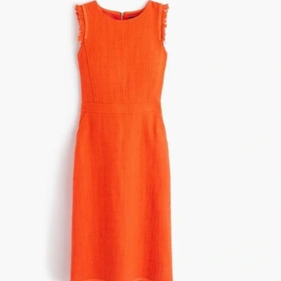 J. Crew Orange Sheath Tweed Dress with Pockets - Picture 2 of 12